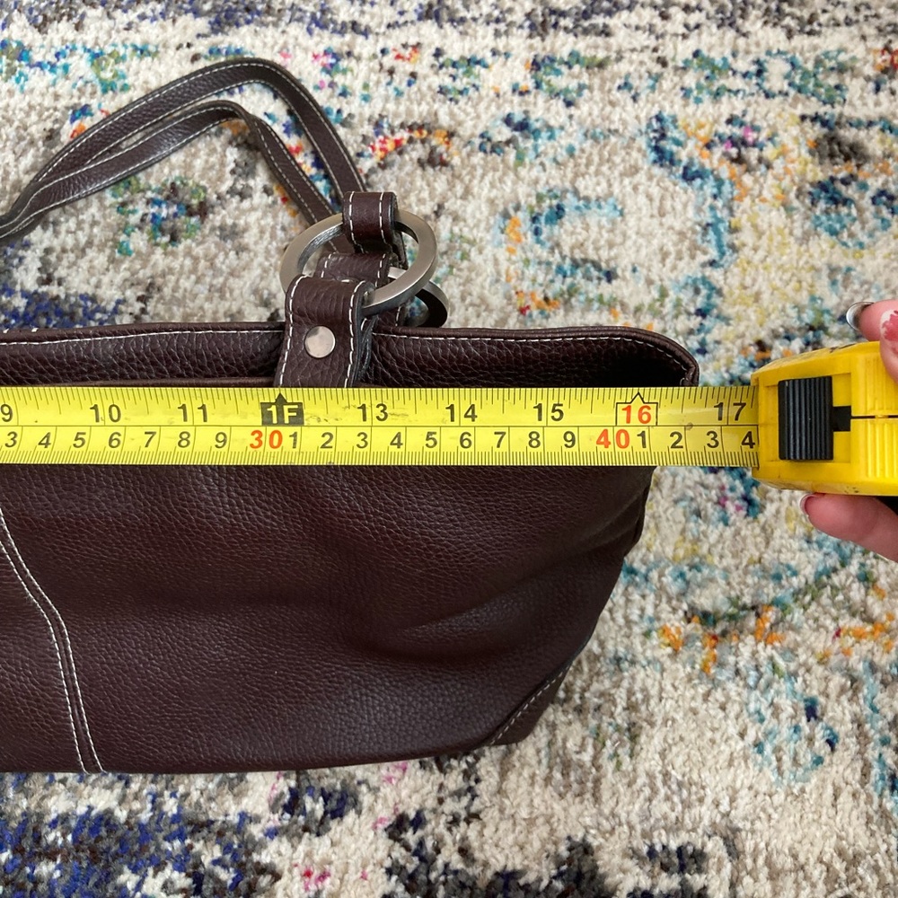 Leather Shoulder Tote Bag in Dark Brown - Picture 10 of 10